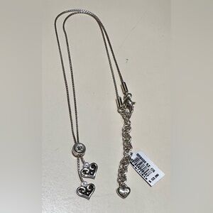 Brighton-BNWT/tissue/box- Alcazar Double Silver Heart Necklace-adjustable
